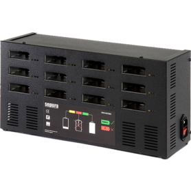 12 Way standard and high-capacity batter charger with desk or wall mounting capabilities