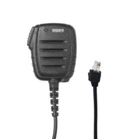 Front view of Fist or Speaker microphone in black with PTT and separate emergency button