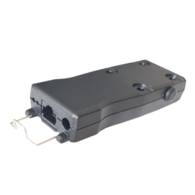 HBC Interface Box in black to connect Handset-Based Console to the SRG3900 landscape top angled view
