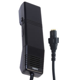 Left angle SRG Speaker Handset (VAC) full-duplex accessory allowing calls to be taken in private