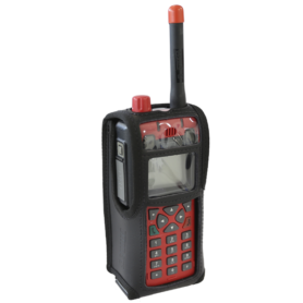 Front angled view of STP8X Lightweight Leather Case in black featuring anti-static PVC cover