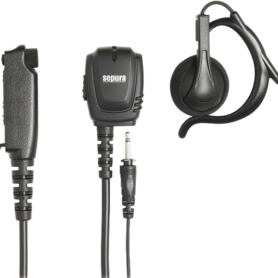 RAC Two-Wire Kit: G-Type Ear Hanger including in-line PTT with microphone and bayonet-fitted earpiece