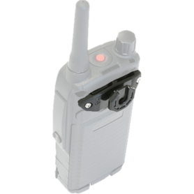 SC21 Uniform Klickfast Stud illuminated on back angled view of SC20 transparent radio