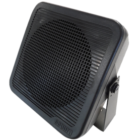 SRG Transport Loudspeaker in black is heavy duty for use in larger enclosures front angled view