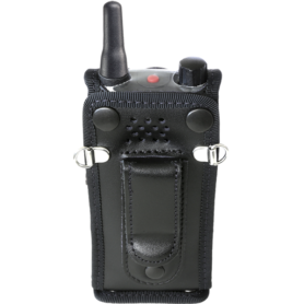 SC21 Lightweight Leather Case with Belt Clip in black back view