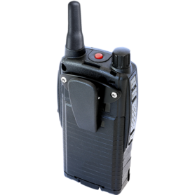 SC21 Shirt-Pocket Clip Attachment back view attached to radio