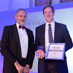 Sepura collecting award for Best Use Of Tetra In Utilities At International Tetra Awards