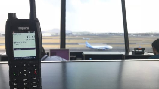 Sepura SC20 hand portable terminal in use at Mexico Cotys Benito Juarez International Airport